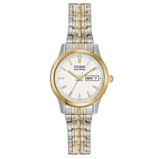 Ladies Eco-Drive White Dial Two Tone Bracelet