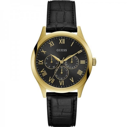 Gents gold watch with black dial