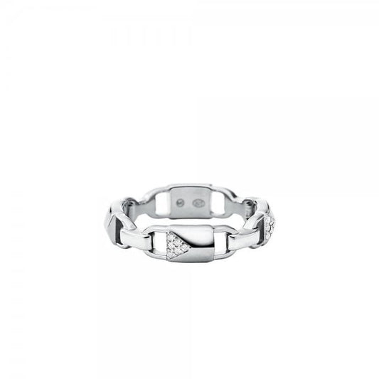 Sterling Silver Pave Padlock Band Ring