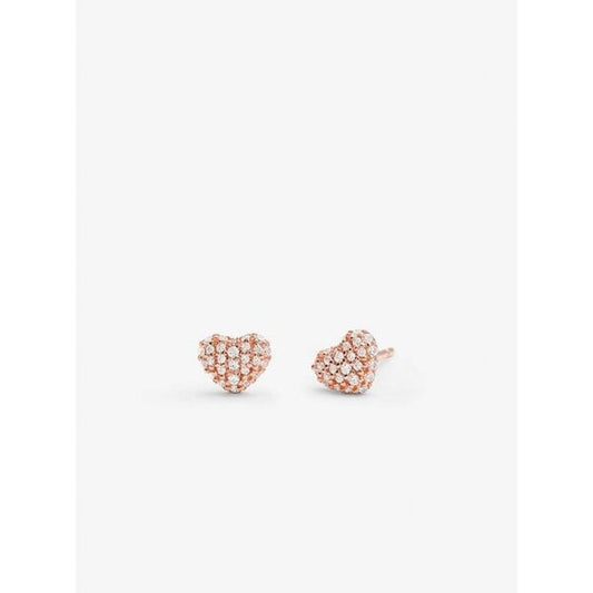 Rose Gold Sterling Silver Pavé Heart Studs