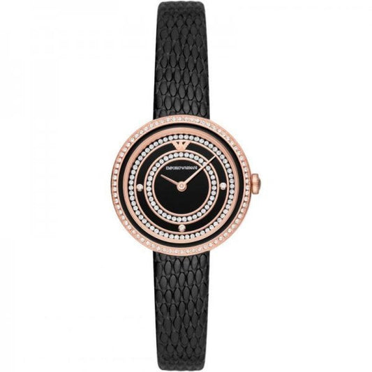 Two-Hand Black Leather Watch