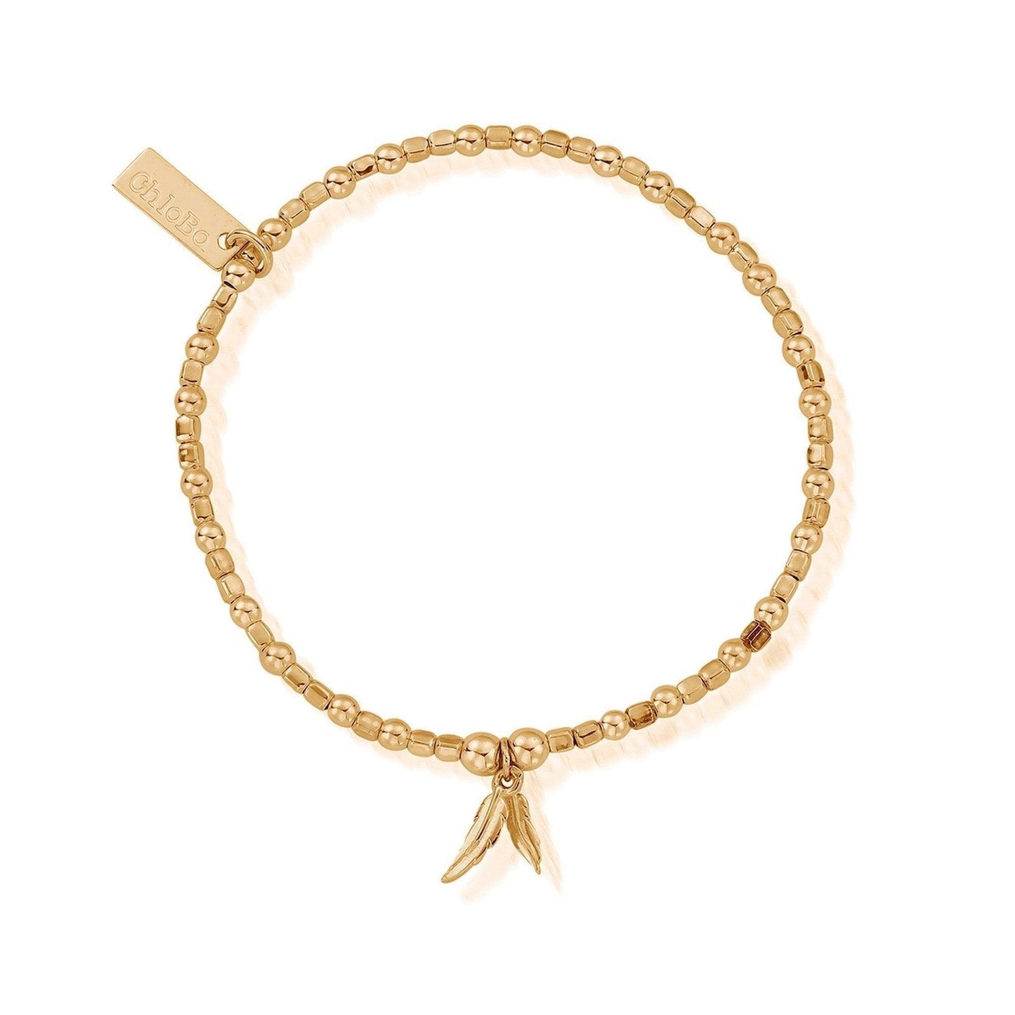 Gold Plated Mini Cube Double Feather Bracelet