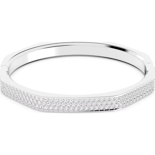Dextera bangle, Octagon, Pavé, White, Large