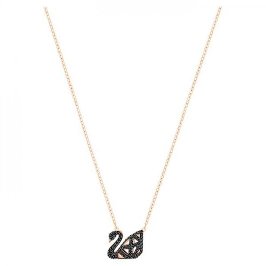 Facet Swan Necklace Black