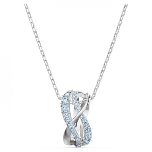 Twist Rows Pendant Blue, Rhodium plated