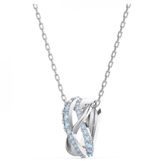 Twist Rows Pendant Blue, Rhodium plated