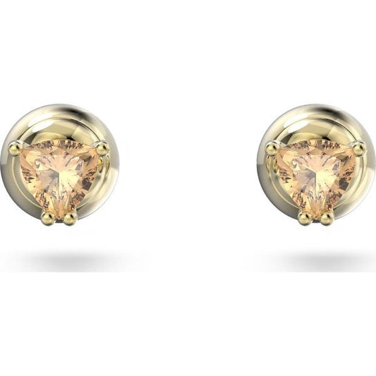 Stilla stud earrings, Orange, Gold-tone plated