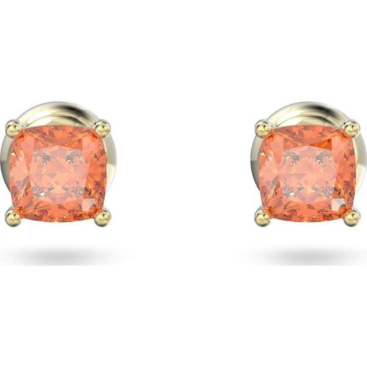 Stilla stud earrings, Cushion cut, Orange, Gold