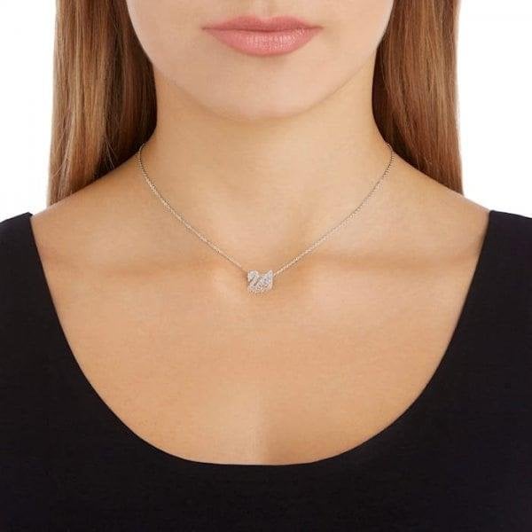 Iconic Swan Pendant, Multi-colour, Rhodium plated