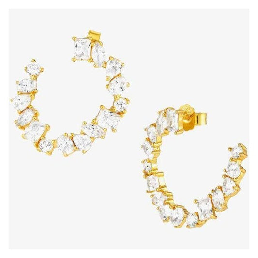 Colour Wave Gold Plated Mixed CZ Hoop Earrings