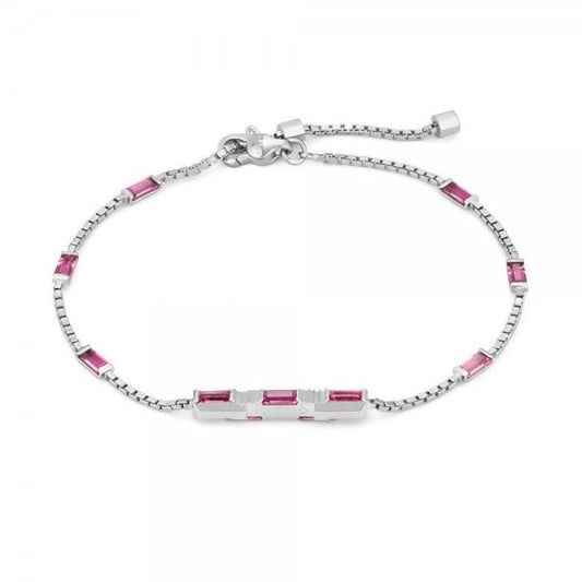 White Gold Link to Love Red Rubellite Bracelet