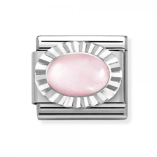 Silver Faceted Edge Rose Quartz Charm