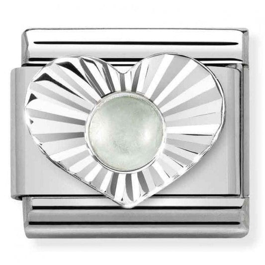 Silver Milky Aquamarine Stone Charm