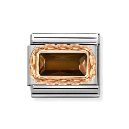 Classic Rose Gold Faceted Baguette Smokey Charm