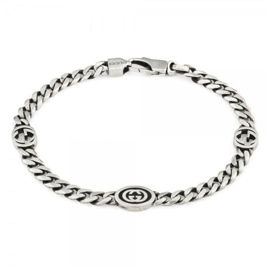 Interlocking G Sterling Silver Bracelet 17cm