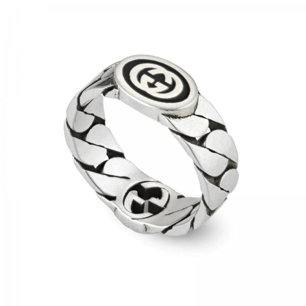 SterlingSilver Interlocking G Shiny Ring- SIZE 14