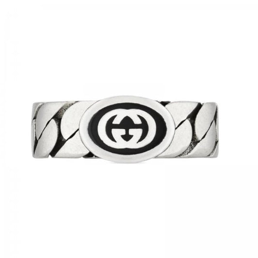 SterlingSilver Interlocking G Shiny Ring- SIZE 14