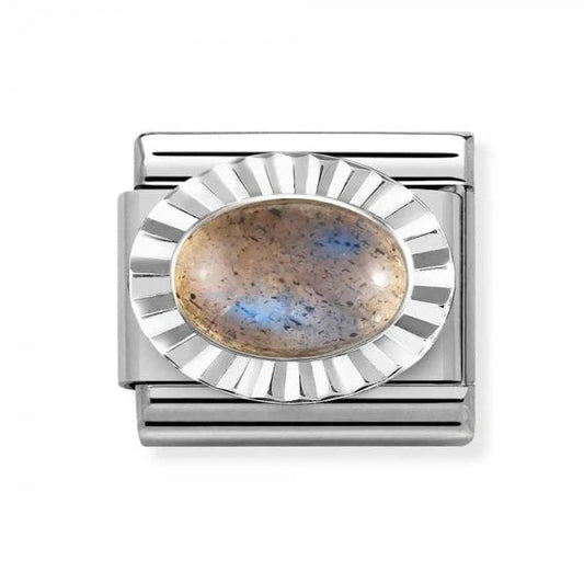 Classic Silver Faceted Edge Labradorite Charm