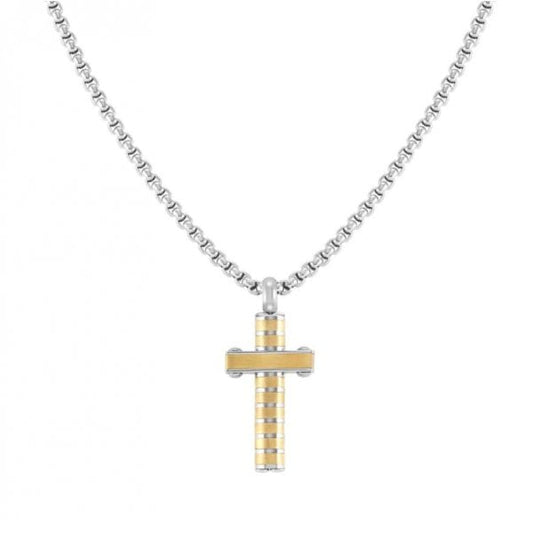 Unisex Strong Cross Necklace Stainless Steel Gold