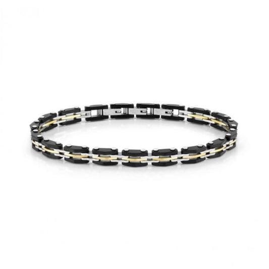Gents Strong Bracelet - Steel and Black Gold PVD