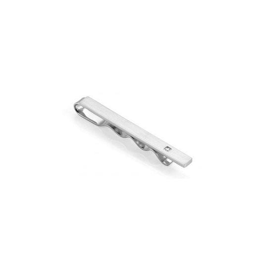Strong Gent's Tie Clip - Steel and Diamond (Satin)