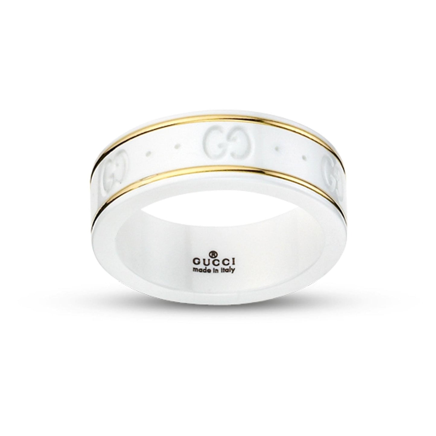18ct Yellow Gold Icon White GUCCI Ring