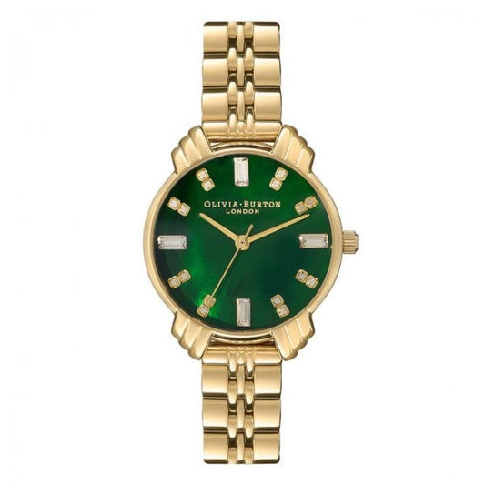Art Deco Midi Dial Emerald Green & Gold Watch