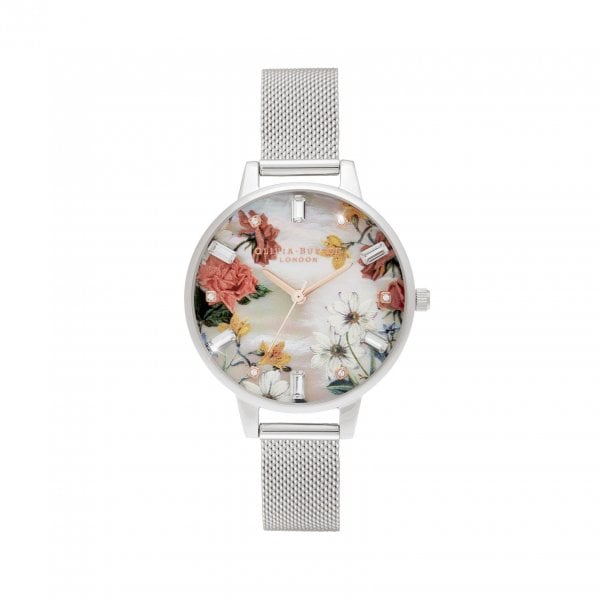 Olivia Burton Demi MOP Dial Silver Mesh Watch