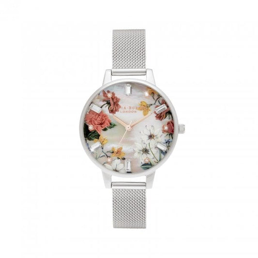 Olivia Burton Demi MOP Dial Silver Mesh Watch