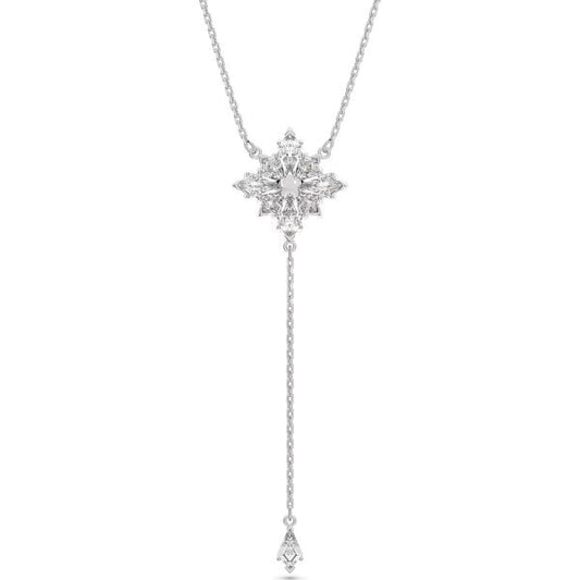 Stella Y necklace, Star, White, Rhodium plated