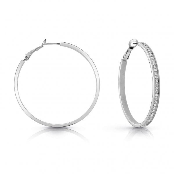 Color My Day Rhodium Plated Crystal Hoop Earrings