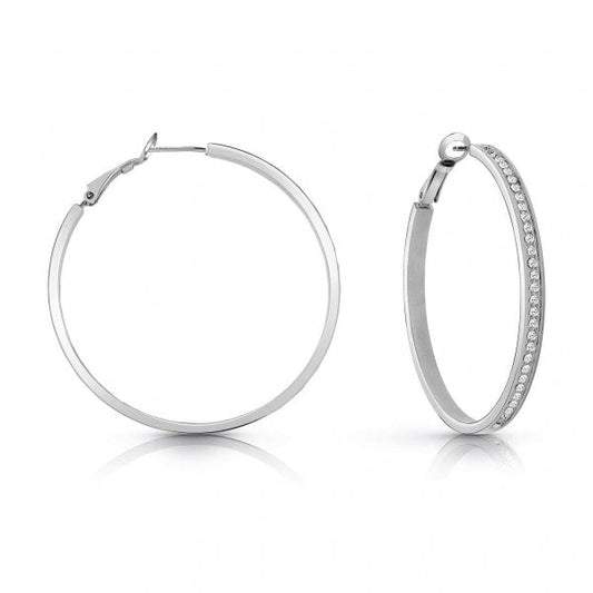 Color My Day Rhodium Plated Crystal Hoop Earrings