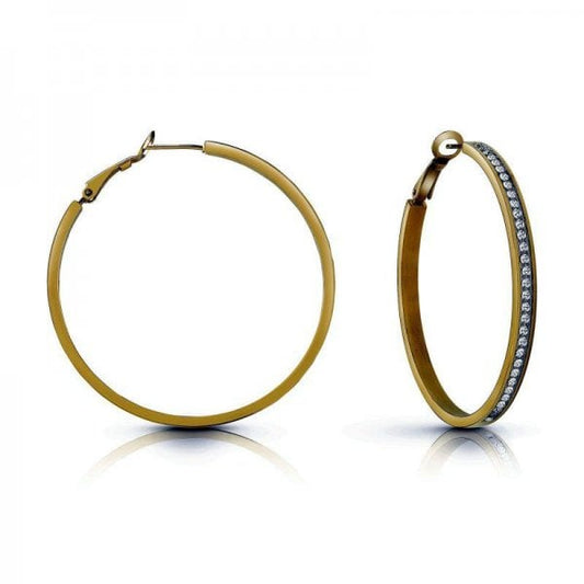 Gold Plated 50mm Clear Crystal Hoop Earrings