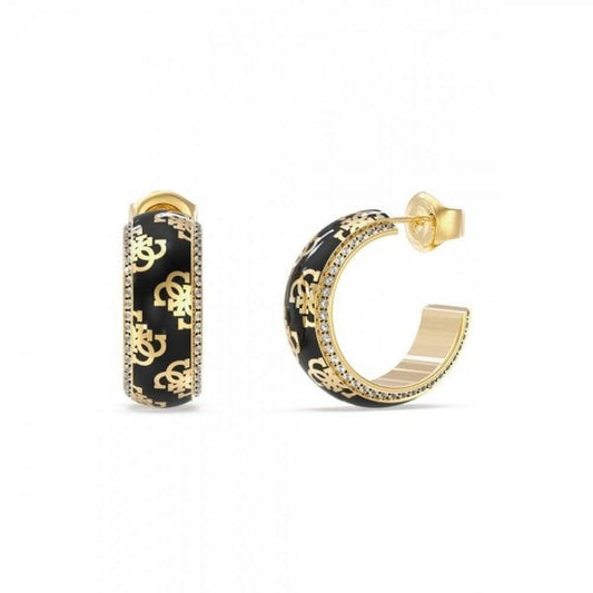 Ladies Gold Plated 23mm Hoop 4G Pattern Earrings