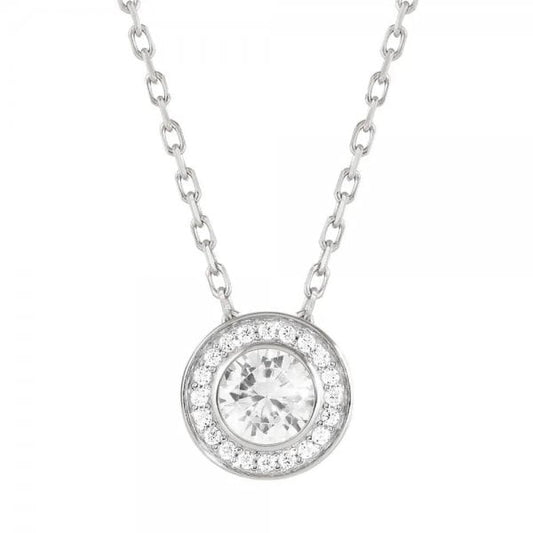 Aurea Silver CZ Halo Necklace