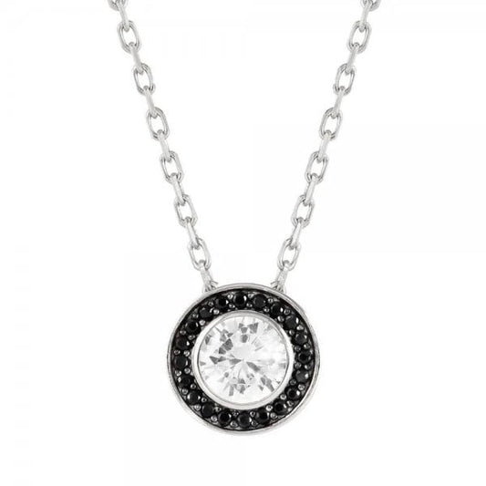 Aurea Silver Black CZ Halo Necklace