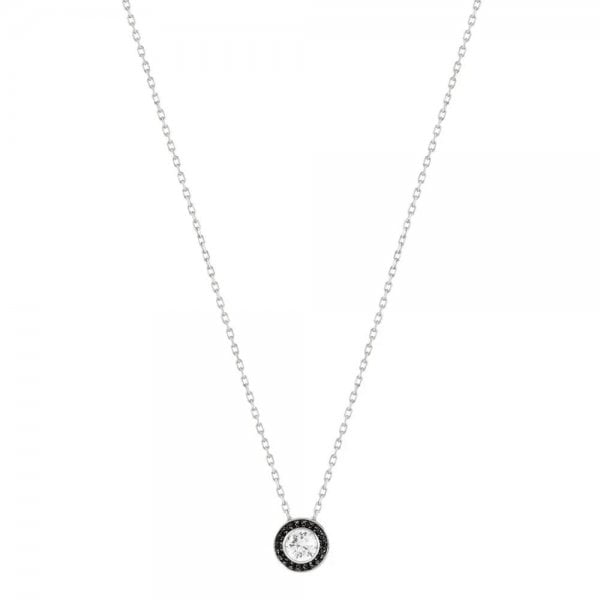 Aurea Silver Black CZ Halo Necklace