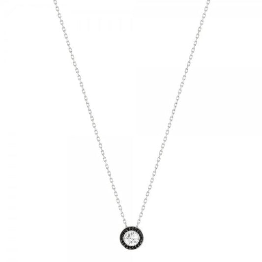 Aurea Silver Black CZ Halo Necklace