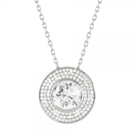 Aurea Silver Pave CZ Halo Necklace
