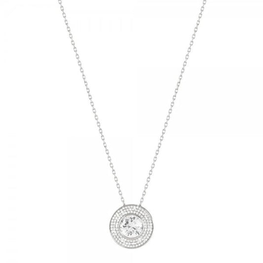 Aurea Silver Pave CZ Halo Necklace