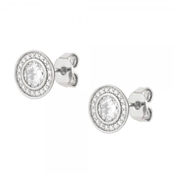 Aurea Silver CZ Halo Stud Earrings
