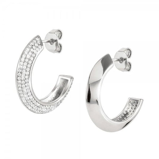 Aurea Silver Pave CZ Hoop Earrings