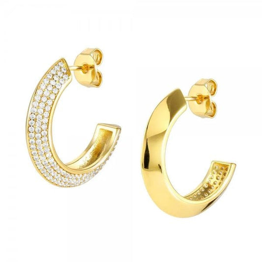 Aurea Gold Plated Pave CZ Hoop Earrings