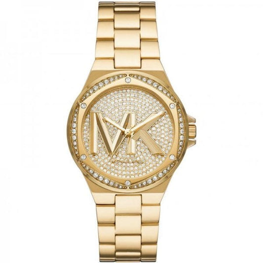 Lennox Pavé Logo Gold-Tone Logo Ladie Watch
