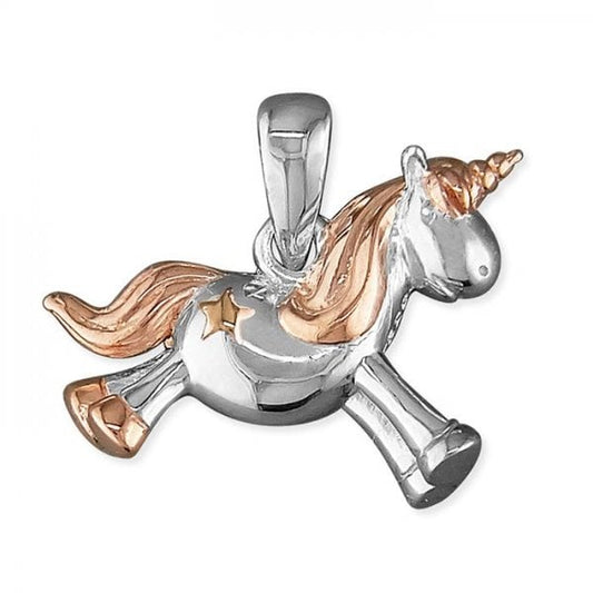 Rose Gold & Sterling Silver Unicorn Pendant