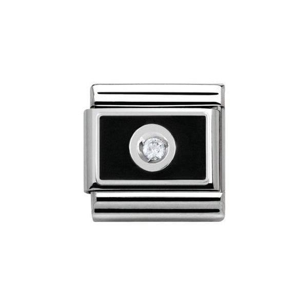 Silver and Black Plate with CZ