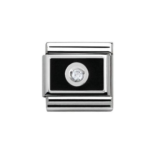 Silver and Black Plate with CZ