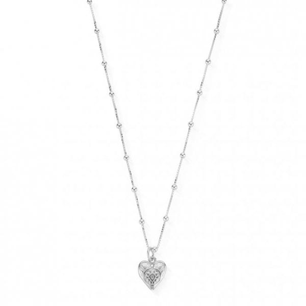 Bobble Chain Patterned Heart Necklace