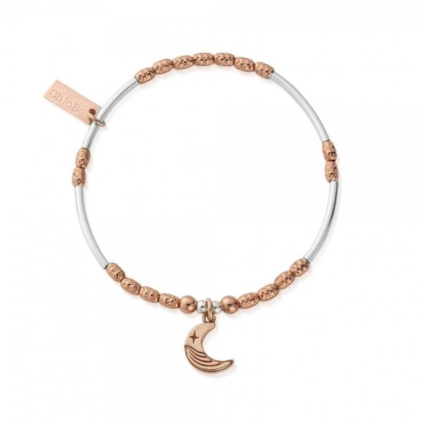 Rose and Silver Luna Moon Bracelet