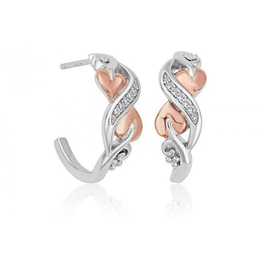 Tree of Life White Topaz Half Hoop Earrings